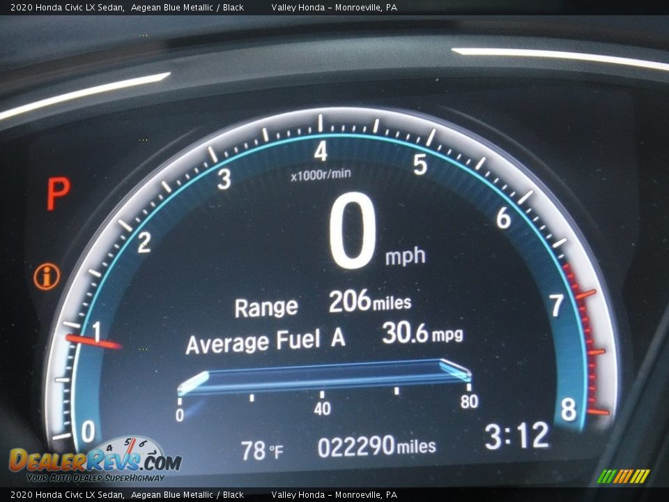 2020 Honda Civic LX Sedan Aegean Blue Metallic / Black Photo #28