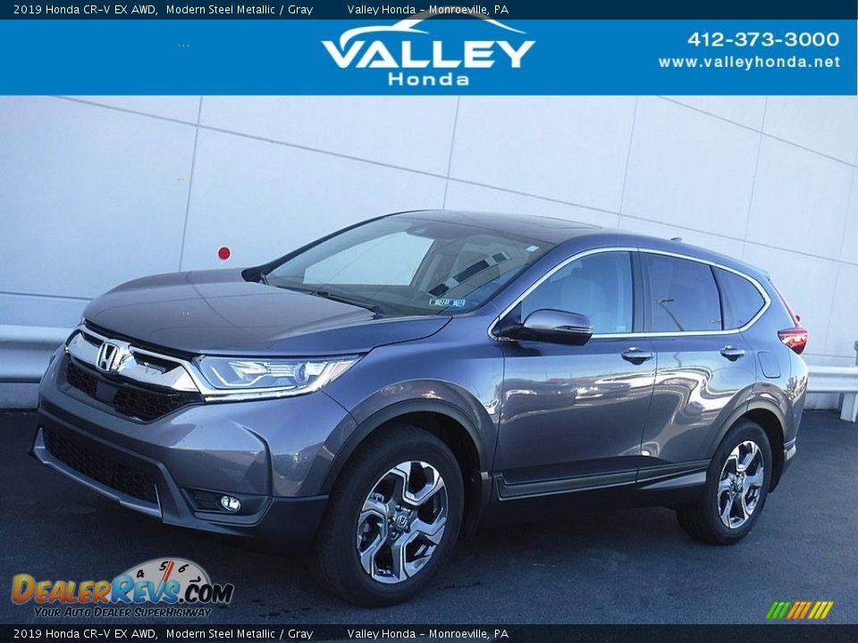 2019 Honda CR-V EX AWD Modern Steel Metallic / Gray Photo #1