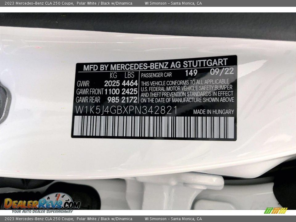 2023 Mercedes-Benz CLA 250 Coupe Polar White / Black w/Dinamica Photo #11