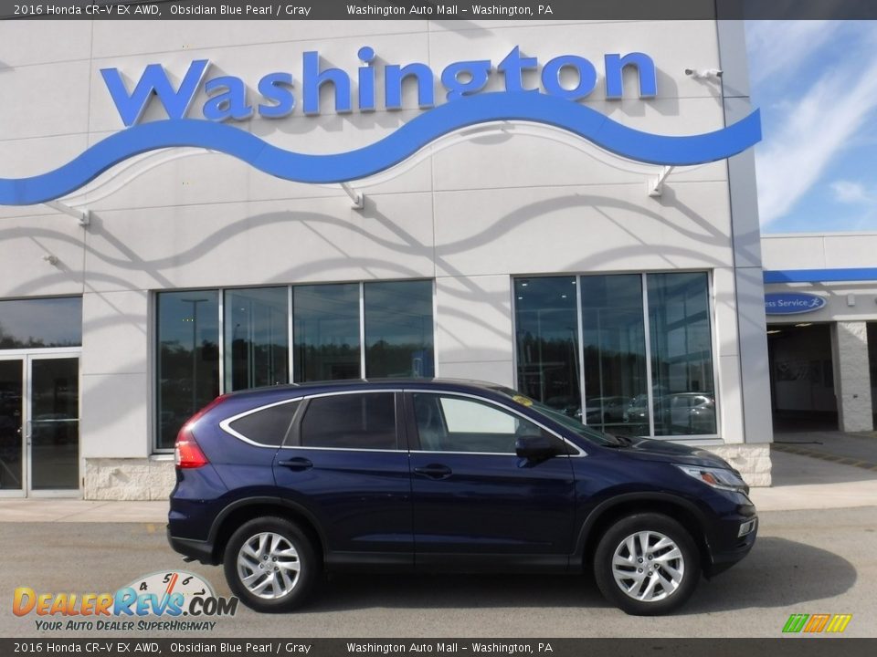 2016 Honda CR-V EX AWD Obsidian Blue Pearl / Gray Photo #2