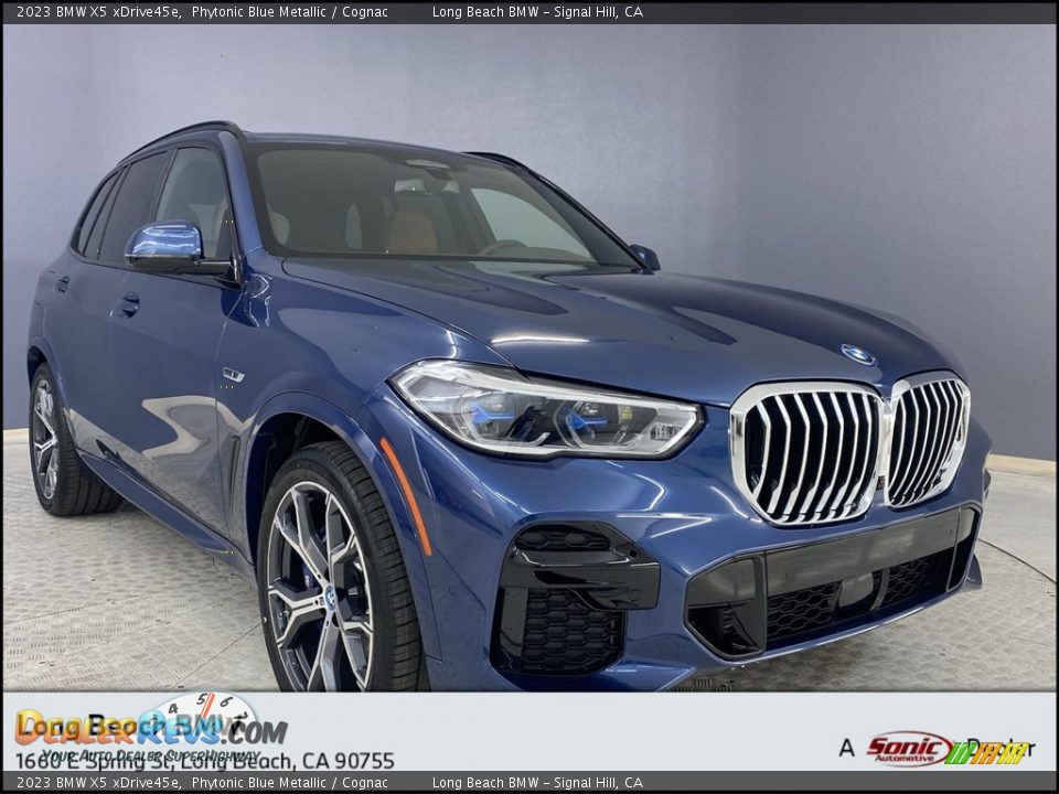 2023 BMW X5 xDrive45e Phytonic Blue Metallic / Cognac Photo #1