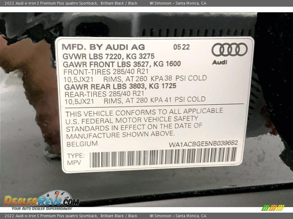 2022 Audi e-tron S Premium Plus quattro Sportback Brilliant Black / Black Photo #33