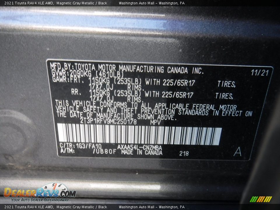 2021 Toyota RAV4 XLE AWD Magnetic Gray Metallic / Black Photo #31