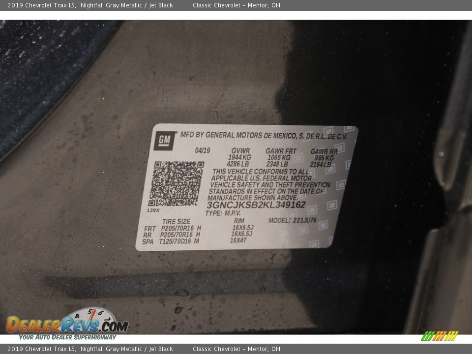 2019 Chevrolet Trax LS Nightfall Gray Metallic / Jet Black Photo #18