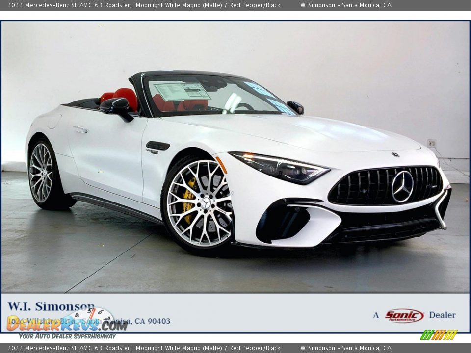 2022 Mercedes-Benz SL AMG 63 Roadster Moonlight White Magno (Matte) / Red Pepper/Black Photo #1