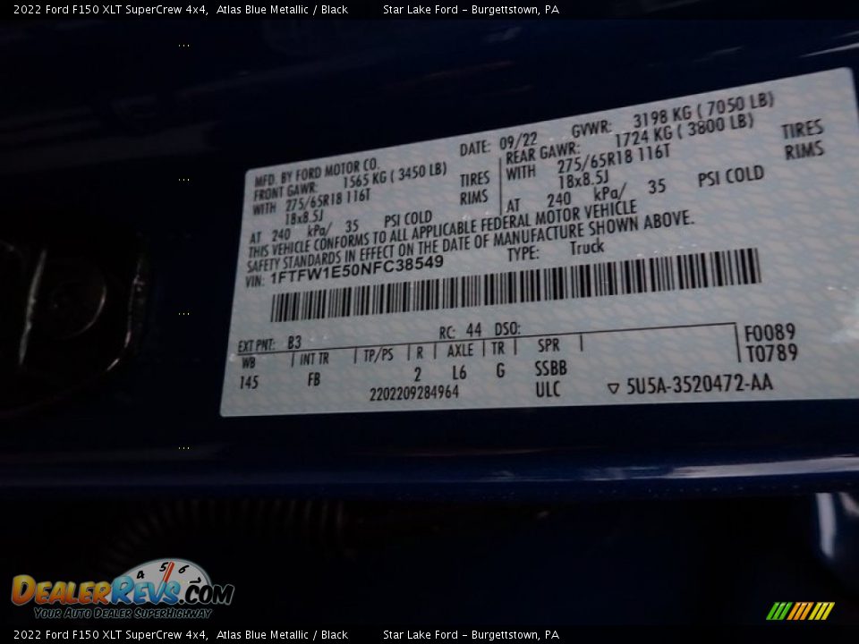 2022 Ford F150 XLT SuperCrew 4x4 Atlas Blue Metallic / Black Photo #20
