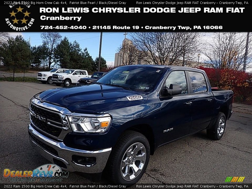 2022 Ram 1500 Big Horn Crew Cab 4x4 Patriot Blue Pearl / Black/Diesel Gray Photo #1