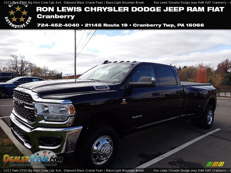 2022 Ram 3500 Big Horn Crew Cab 4x4 Diamond Black Crystal Pearl / Black/Light Mountain Brown Photo #1