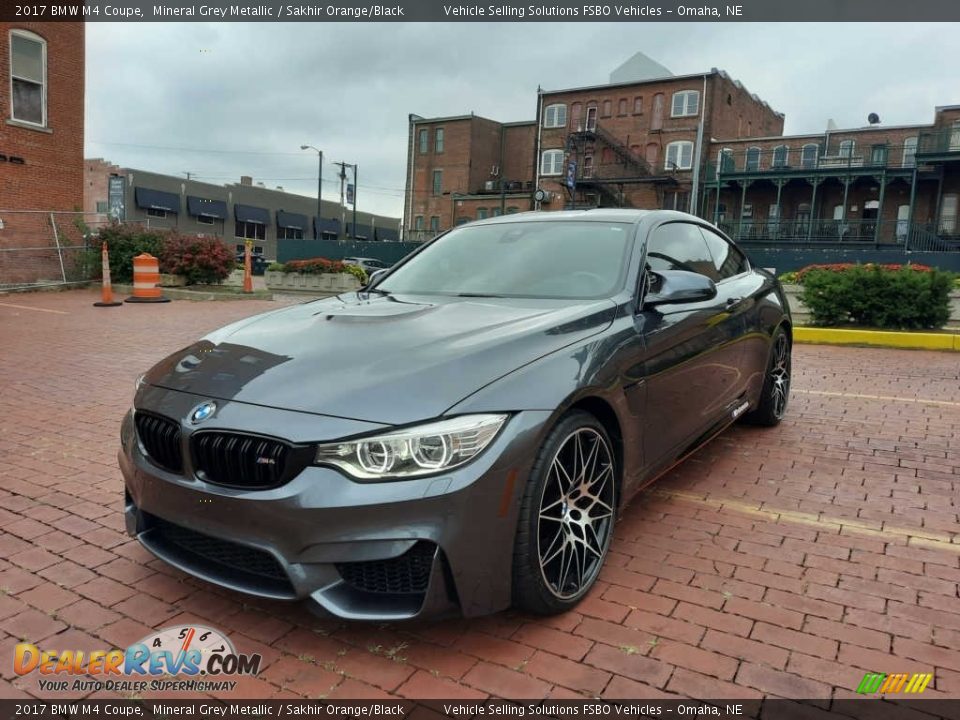 2017 BMW M4 Coupe Mineral Grey Metallic / Sakhir Orange/Black Photo #2