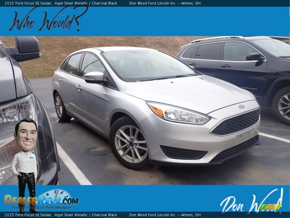 2015 Ford Focus SE Sedan Ingot Silver Metallic / Charcoal Black Photo #1