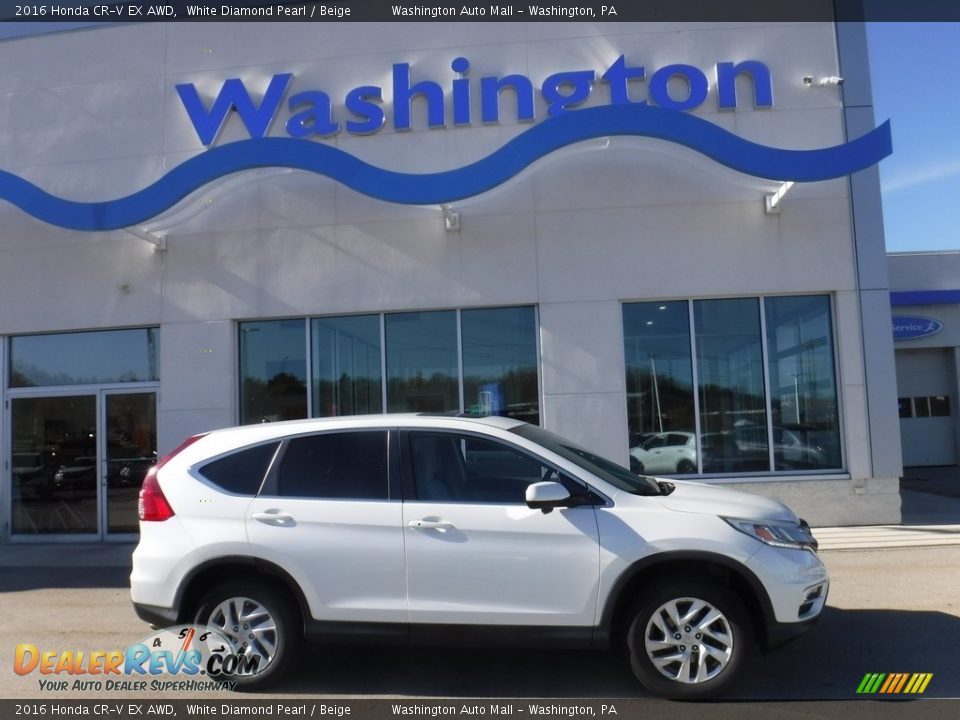 2016 Honda CR-V EX AWD White Diamond Pearl / Beige Photo #2