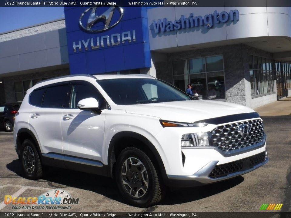 2022 Hyundai Santa Fe Hybrid Blue AWD Quartz White / Beige Photo #1