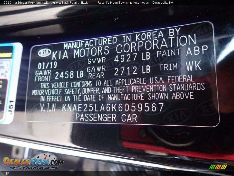 Kia Color Code ABP Aurora Black Pearl