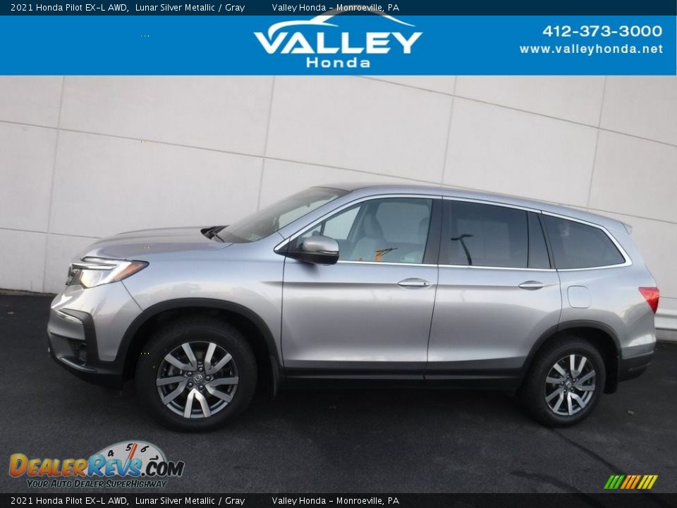 2021 Honda Pilot EX-L AWD Lunar Silver Metallic / Gray Photo #2