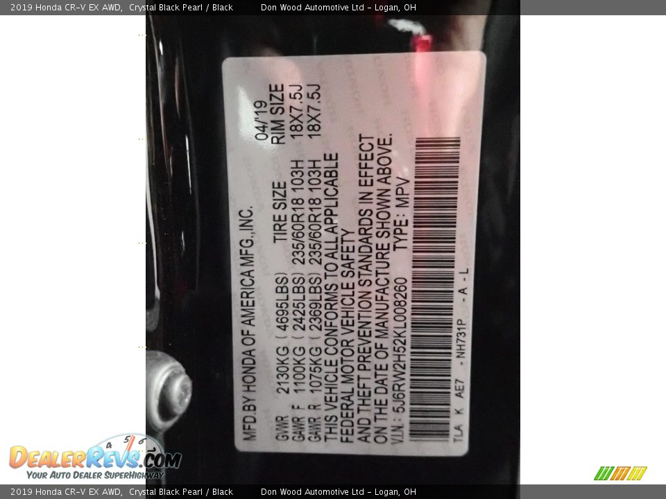 2019 Honda CR-V EX AWD Crystal Black Pearl / Black Photo #34