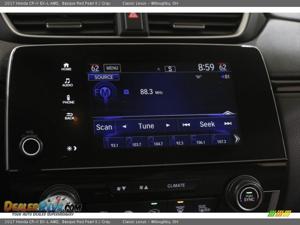 2017 Honda CR-V EX-L AWD Basque Red Pearl II / Gray Photo #10