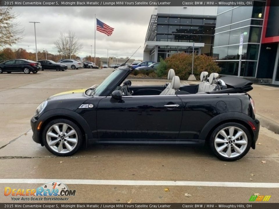 2015 Mini Convertible Cooper S Midnight Black Metallic / Lounge MINI Yours Satellite Gray Leather Photo #2