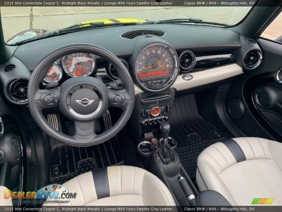 2015 Mini Convertible Cooper S Midnight Black Metallic / Lounge MINI Yours Satellite Gray Leather Photo #3