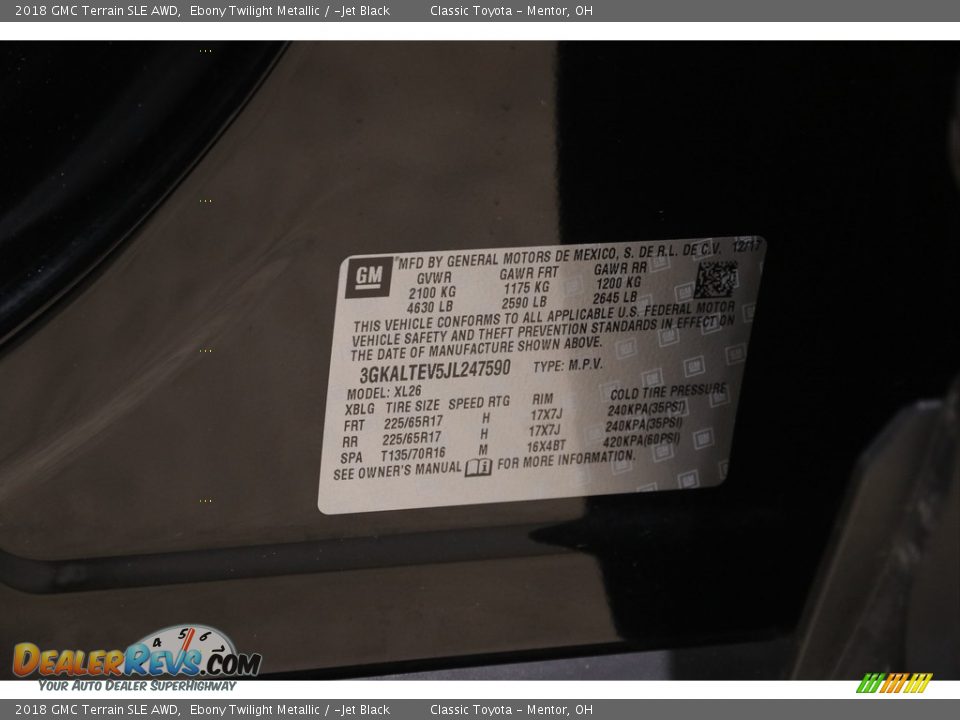 2018 GMC Terrain SLE AWD Ebony Twilight Metallic / ­Jet Black Photo #21