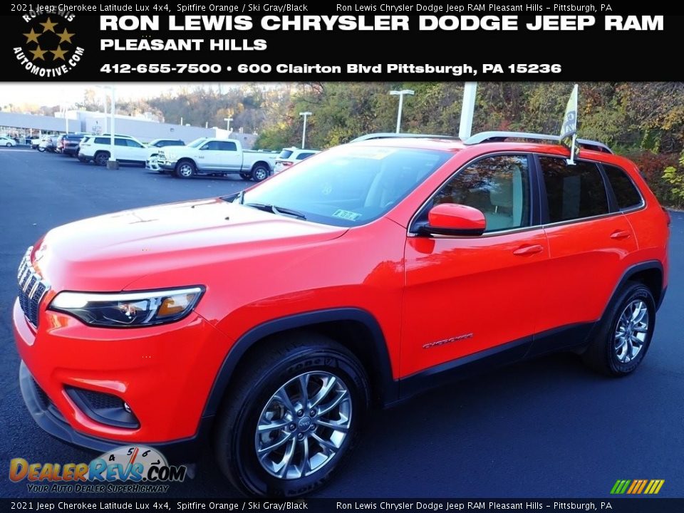 2021 Jeep Cherokee Latitude Lux 4x4 Spitfire Orange / Ski Gray/Black Photo #1