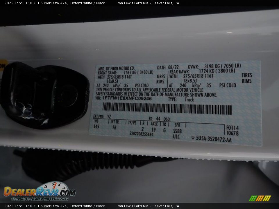 2022 Ford F150 XLT SuperCrew 4x4 Oxford White / Black Photo #20