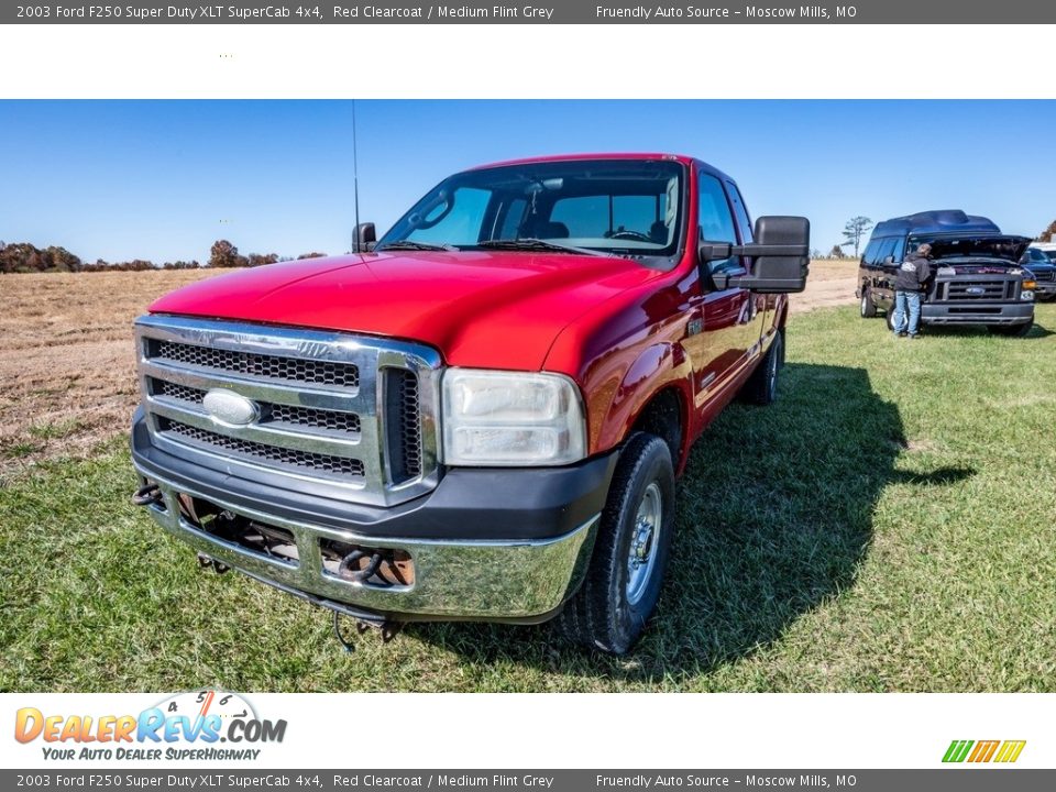 2003 Ford F250 Super Duty XLT SuperCab 4x4 Red Clearcoat / Medium Flint Grey Photo #7