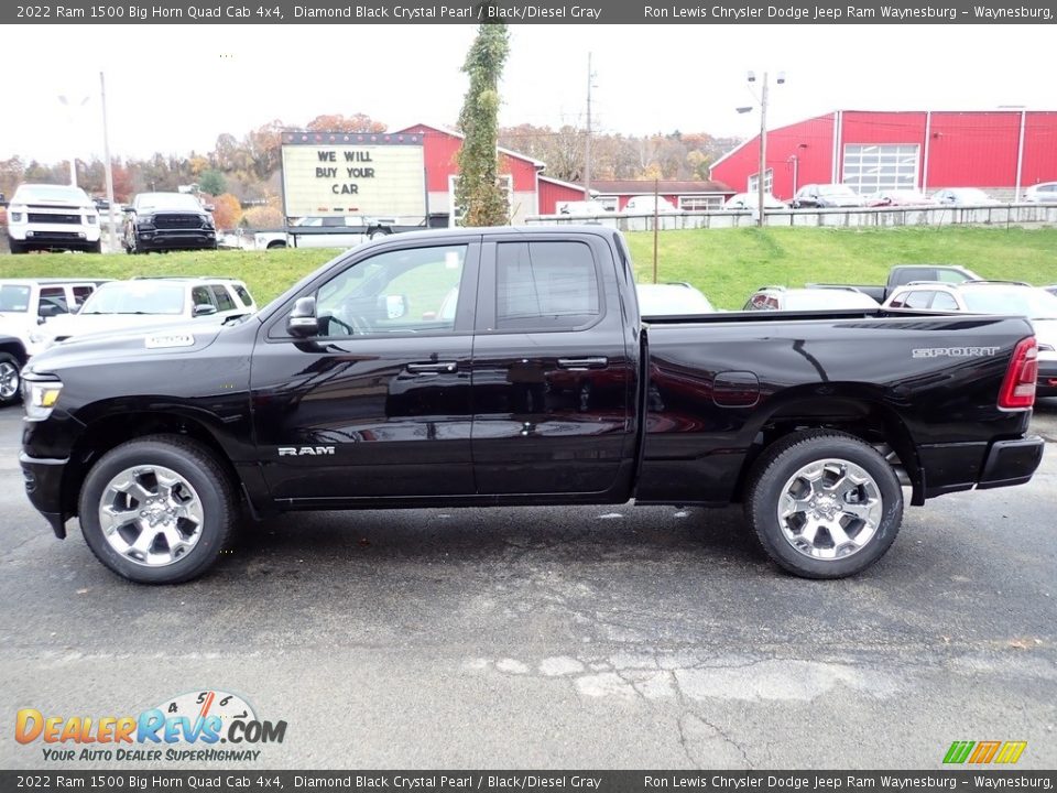 2022 Ram 1500 Big Horn Quad Cab 4x4 Diamond Black Crystal Pearl / Black/Diesel Gray Photo #2