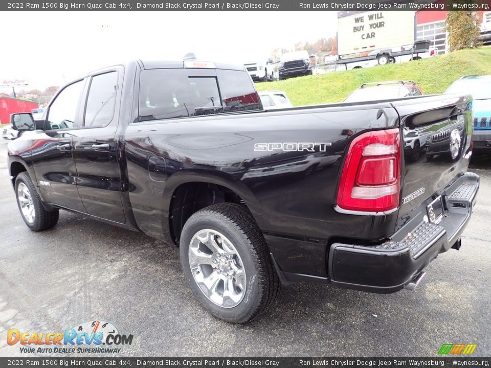 2022 Ram 1500 Big Horn Quad Cab 4x4 Diamond Black Crystal Pearl / Black/Diesel Gray Photo #3