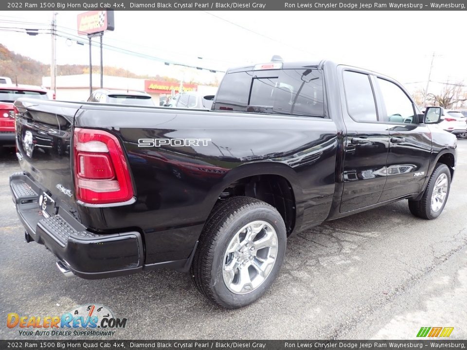 2022 Ram 1500 Big Horn Quad Cab 4x4 Diamond Black Crystal Pearl / Black/Diesel Gray Photo #5