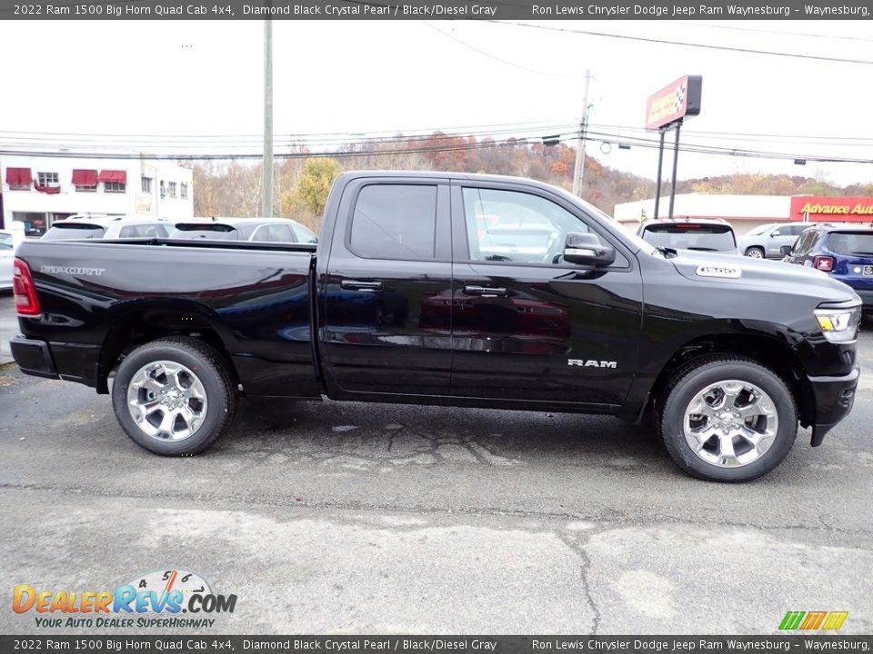 2022 Ram 1500 Big Horn Quad Cab 4x4 Diamond Black Crystal Pearl / Black/Diesel Gray Photo #6