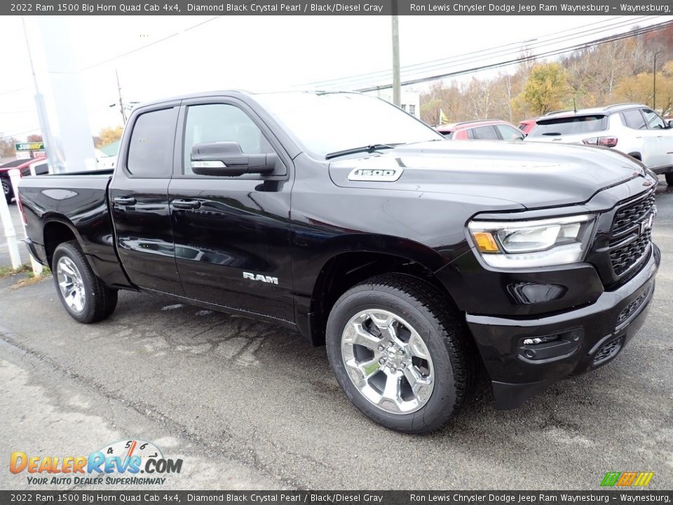 2022 Ram 1500 Big Horn Quad Cab 4x4 Diamond Black Crystal Pearl / Black/Diesel Gray Photo #7