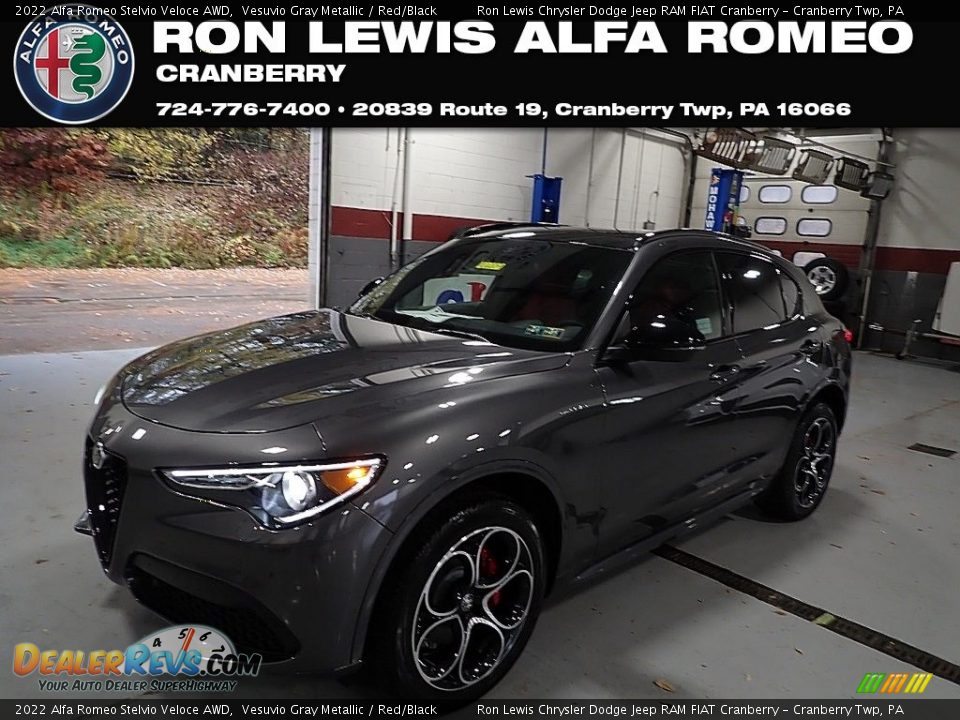 2022 Alfa Romeo Stelvio Veloce AWD Vesuvio Gray Metallic / Red/Black Photo #1