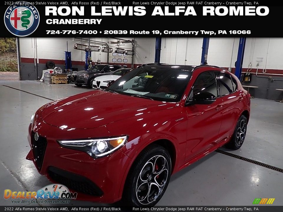 2022 Alfa Romeo Stelvio Veloce AWD Alfa Rosso (Red) / Red/Black Photo #1