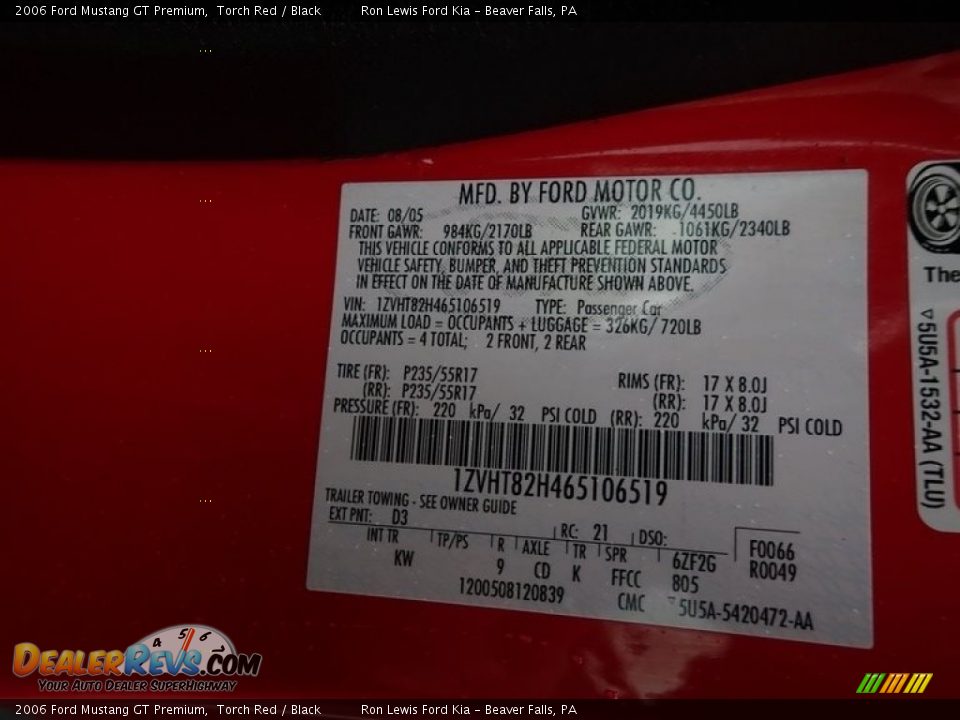 2006 Ford Mustang GT Premium Torch Red / Black Photo #20