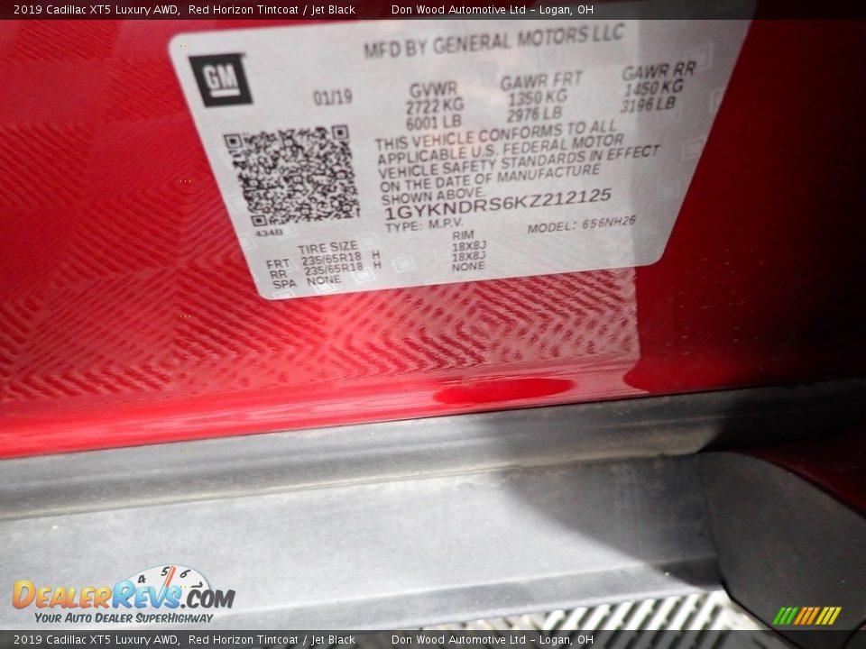 2019 Cadillac XT5 Luxury AWD Red Horizon Tintcoat / Jet Black Photo #35