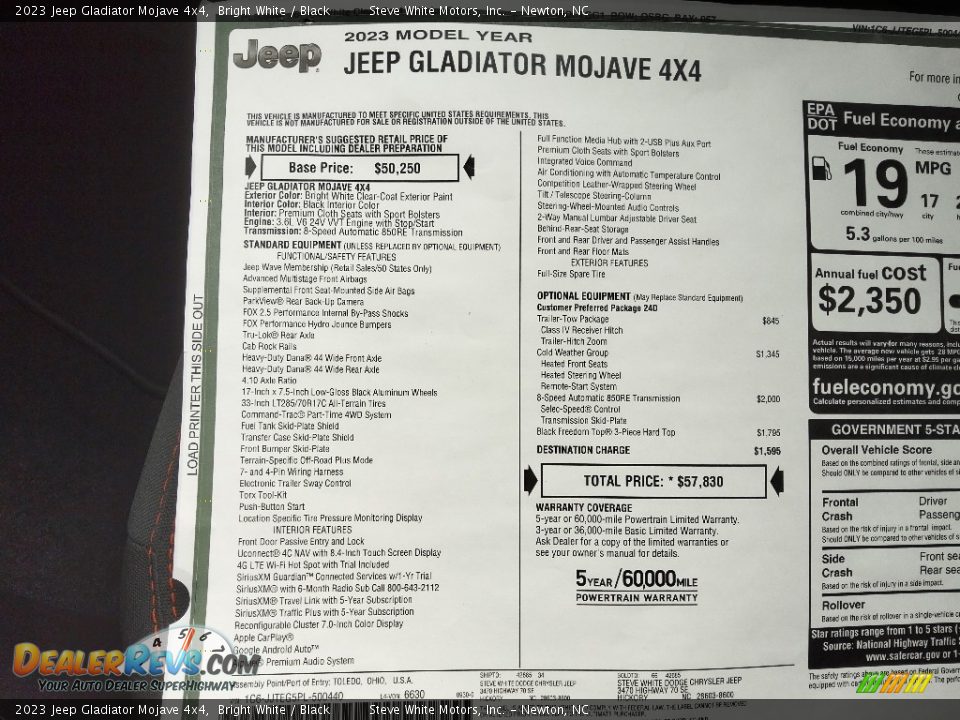2023 Jeep Gladiator Mojave 4x4 Bright White / Black Photo #30