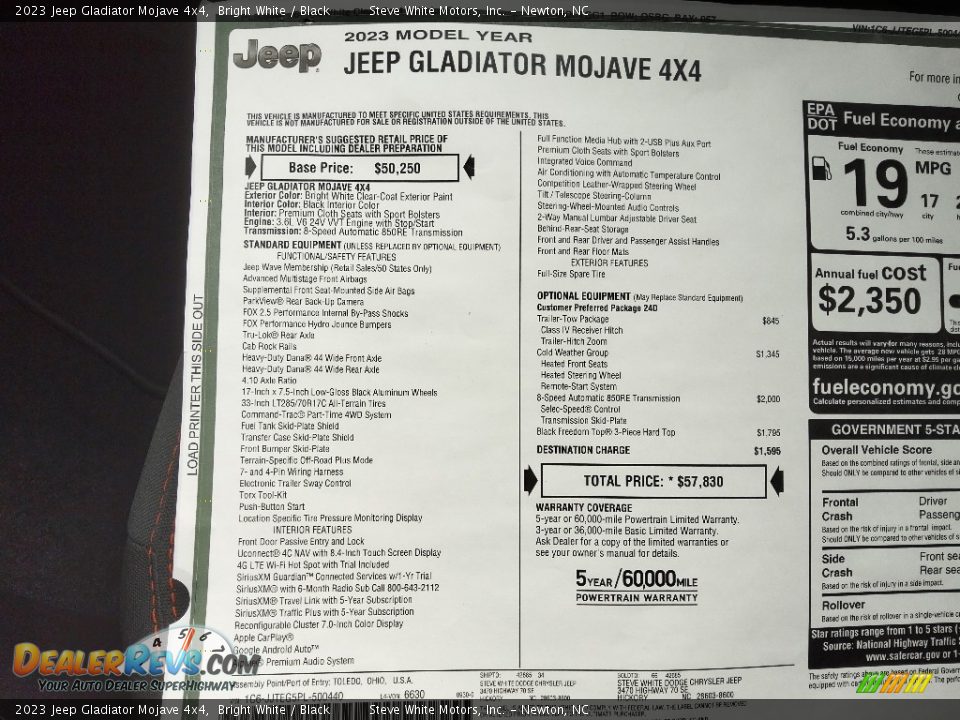2023 Jeep Gladiator Mojave 4x4 Bright White / Black Photo #30