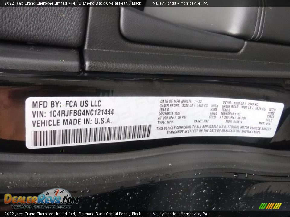 2022 Jeep Grand Cherokee Limited 4x4 Diamond Black Crystal Pearl / Black Photo #31