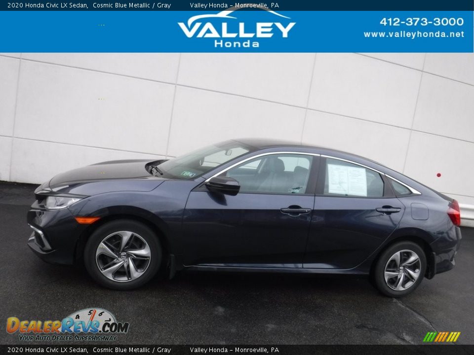 2020 Honda Civic LX Sedan Cosmic Blue Metallic / Gray Photo #2