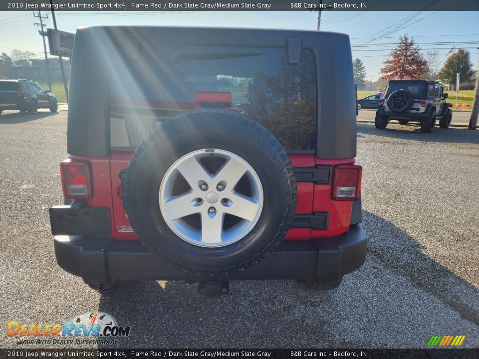 2010 Jeep Wrangler Unlimited Sport 4x4 Flame Red / Dark Slate Gray/Medium Slate Gray Photo #2