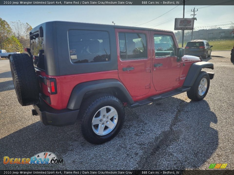 2010 Jeep Wrangler Unlimited Sport 4x4 Flame Red / Dark Slate Gray/Medium Slate Gray Photo #3