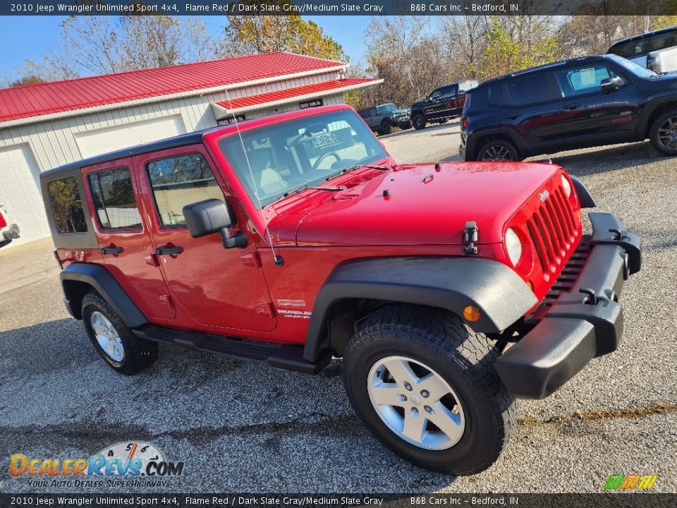 2010 Jeep Wrangler Unlimited Sport 4x4 Flame Red / Dark Slate Gray/Medium Slate Gray Photo #5