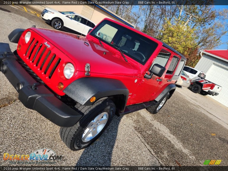 2010 Jeep Wrangler Unlimited Sport 4x4 Flame Red / Dark Slate Gray/Medium Slate Gray Photo #7