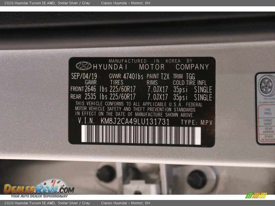 2020 Hyundai Tucson SE AWD Stellar Silver / Gray Photo #19