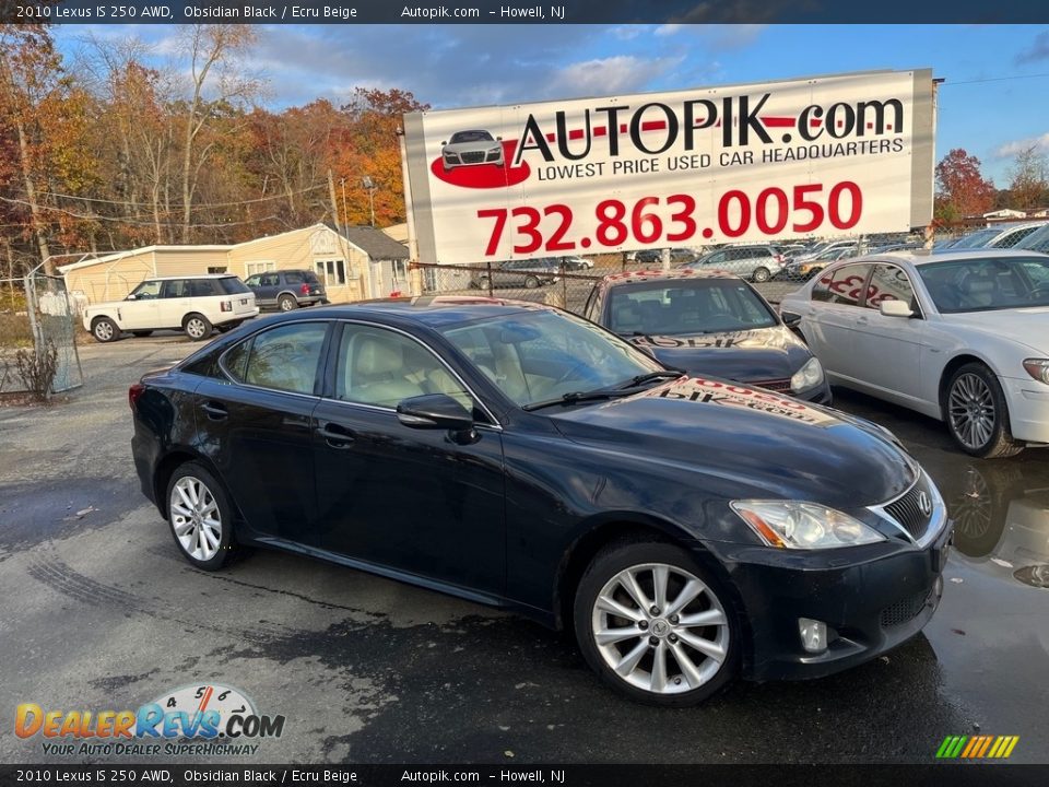 2010 Lexus IS 250 AWD Obsidian Black / Ecru Beige Photo #1