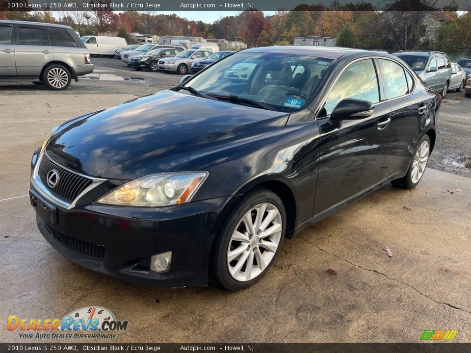 2010 Lexus IS 250 AWD Obsidian Black / Ecru Beige Photo #2