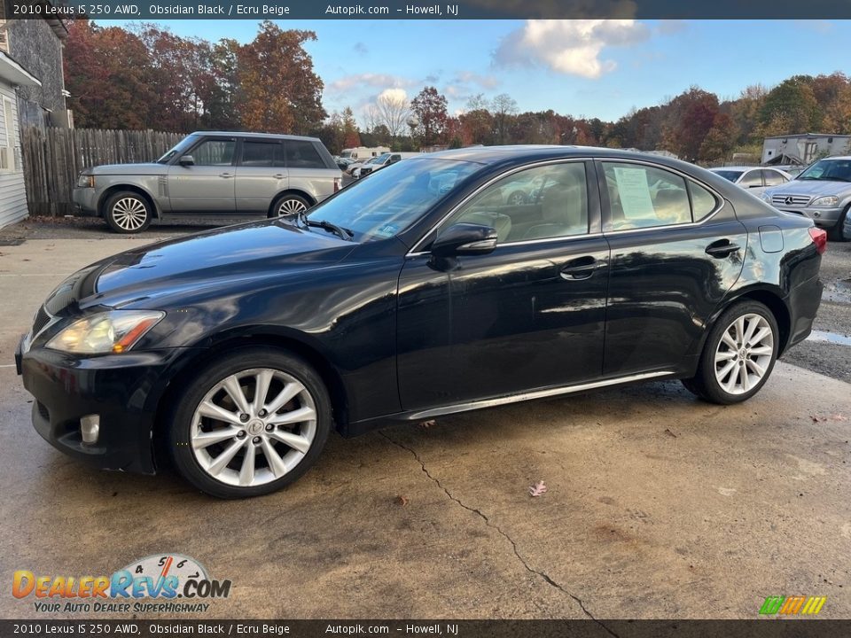 2010 Lexus IS 250 AWD Obsidian Black / Ecru Beige Photo #3