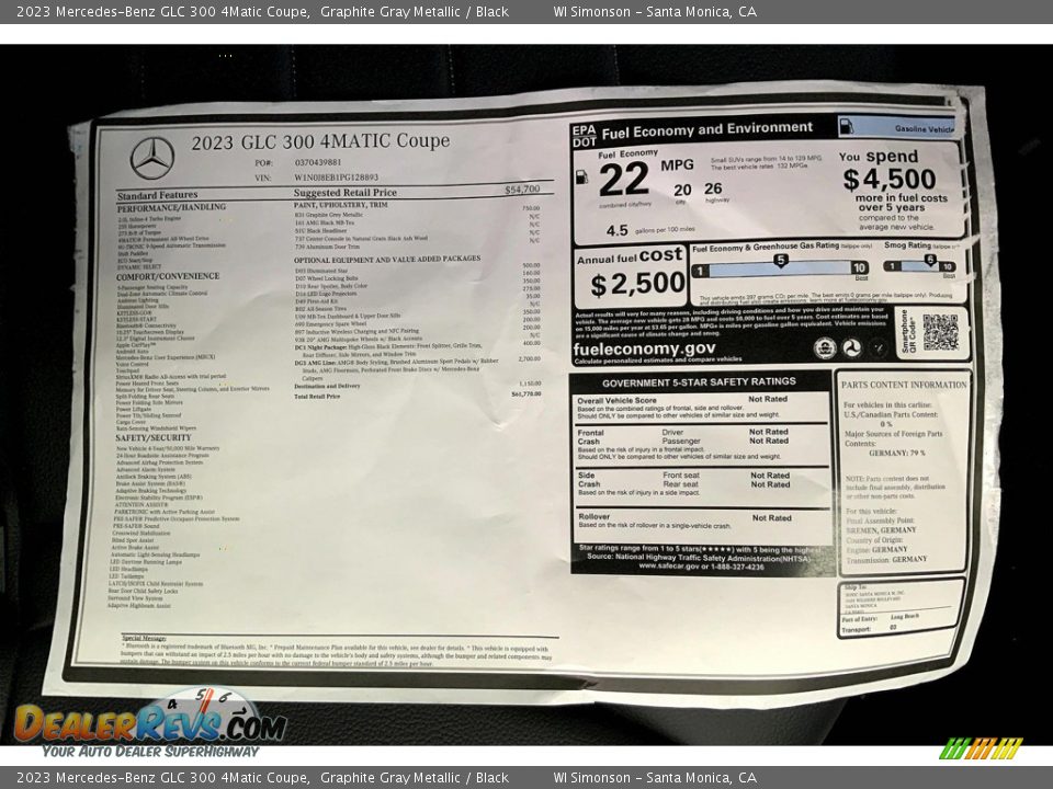 2023 Mercedes-Benz GLC 300 4Matic Coupe Window Sticker Photo #13