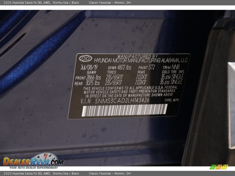 2020 Hyundai Santa Fe SEL AWD Stormy Sea / Black Photo #20