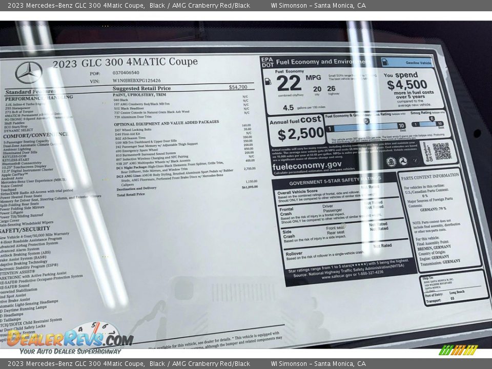 2023 Mercedes-Benz GLC 300 4Matic Coupe Window Sticker Photo #13
